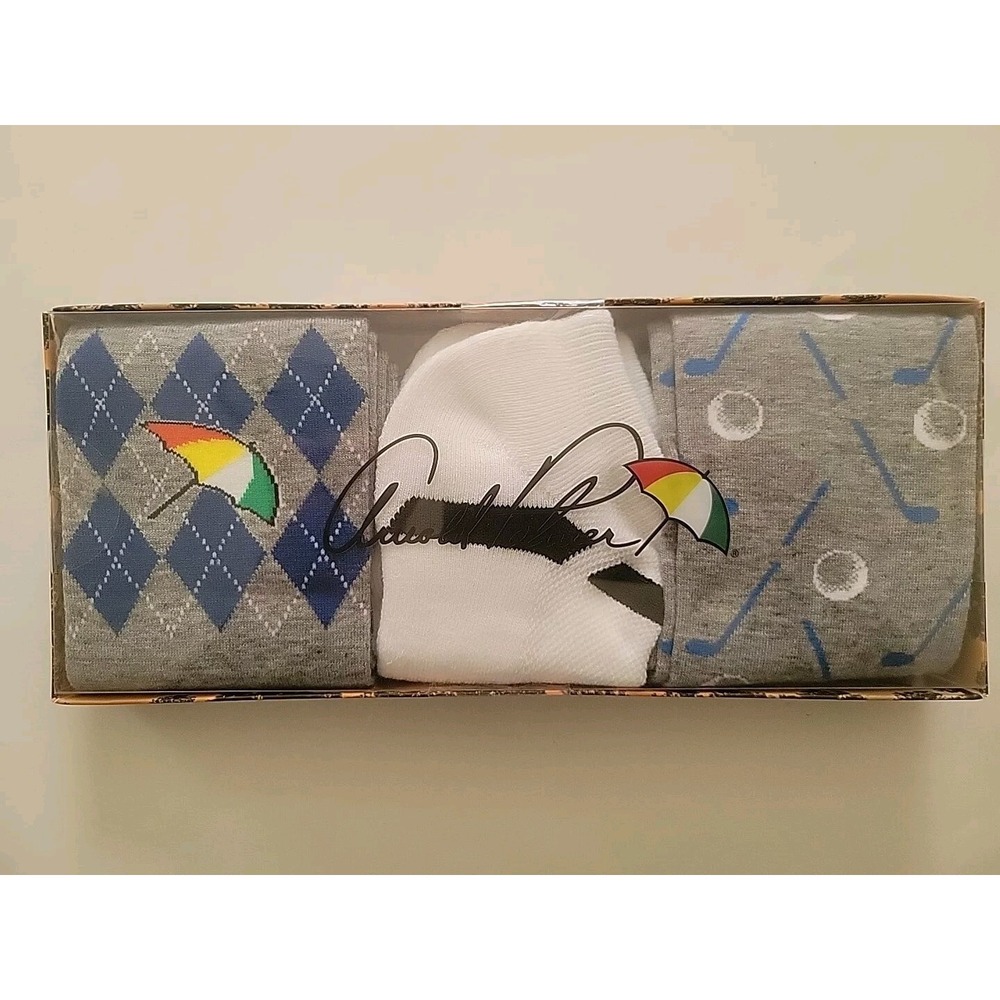 Arnold Palmer play Boldly Men's Socks 3 Pack Golf Low Rider & Crew NIB Beachy